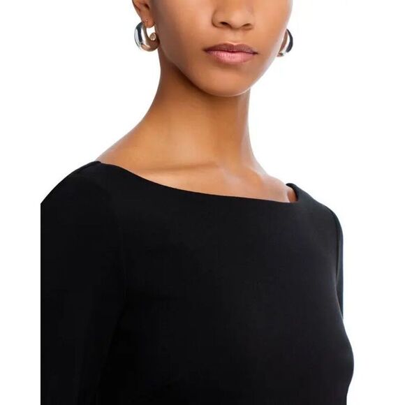 Staud Women's Black Ivory Contrast Bell Cuff Long Sleeve Jersey Top Medium NWOT - Picture 3 of 8